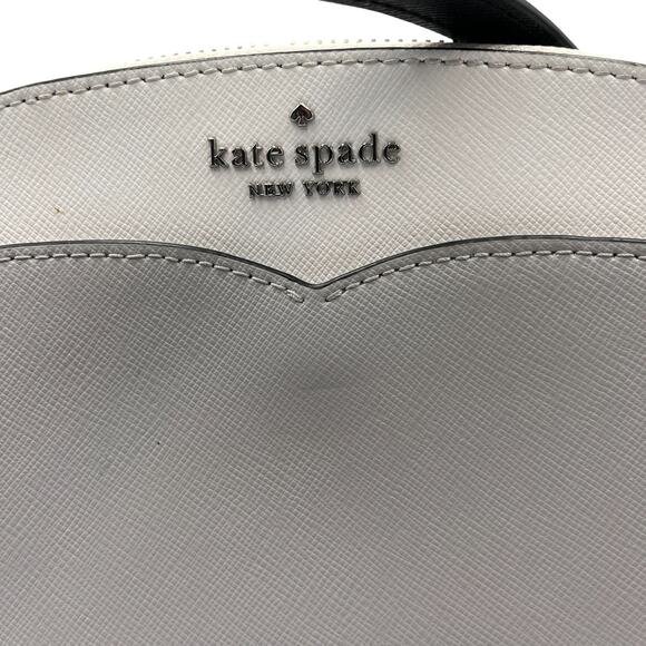 Kate Spade Payton Dome Saffiano Leather Crossbody Bag Gray White - Picture 2 of 8